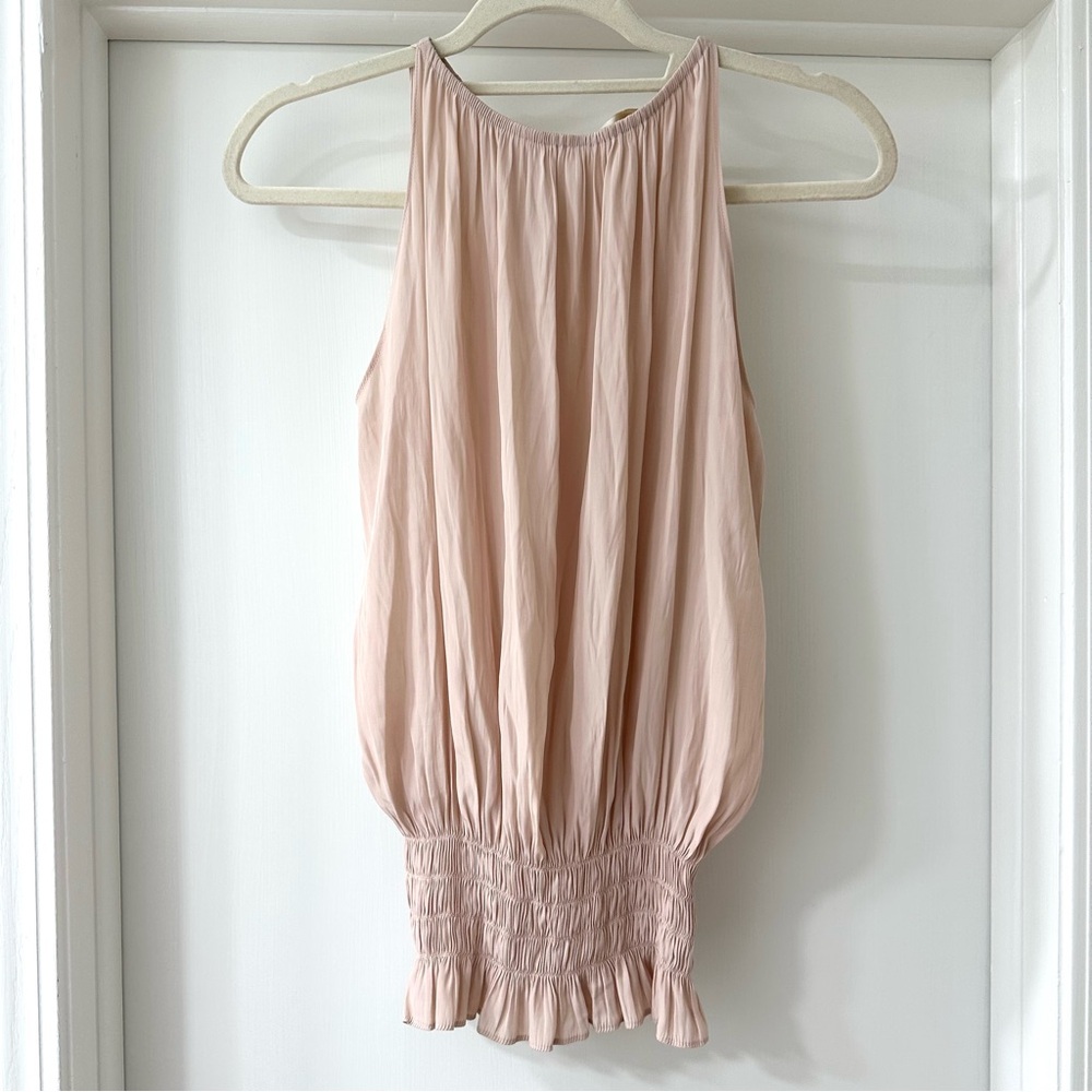 Ramy Brook Sleeveless Lauren High Neck Blouse, Light Pink Blush, Sz Extra Small - Picture 5 of 13